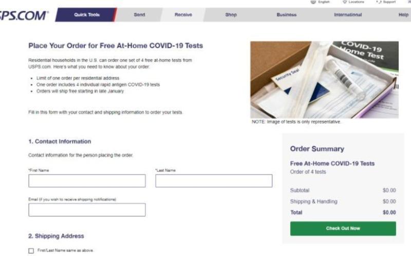 Place Your Order for Free At-Home COVID-19 Tests